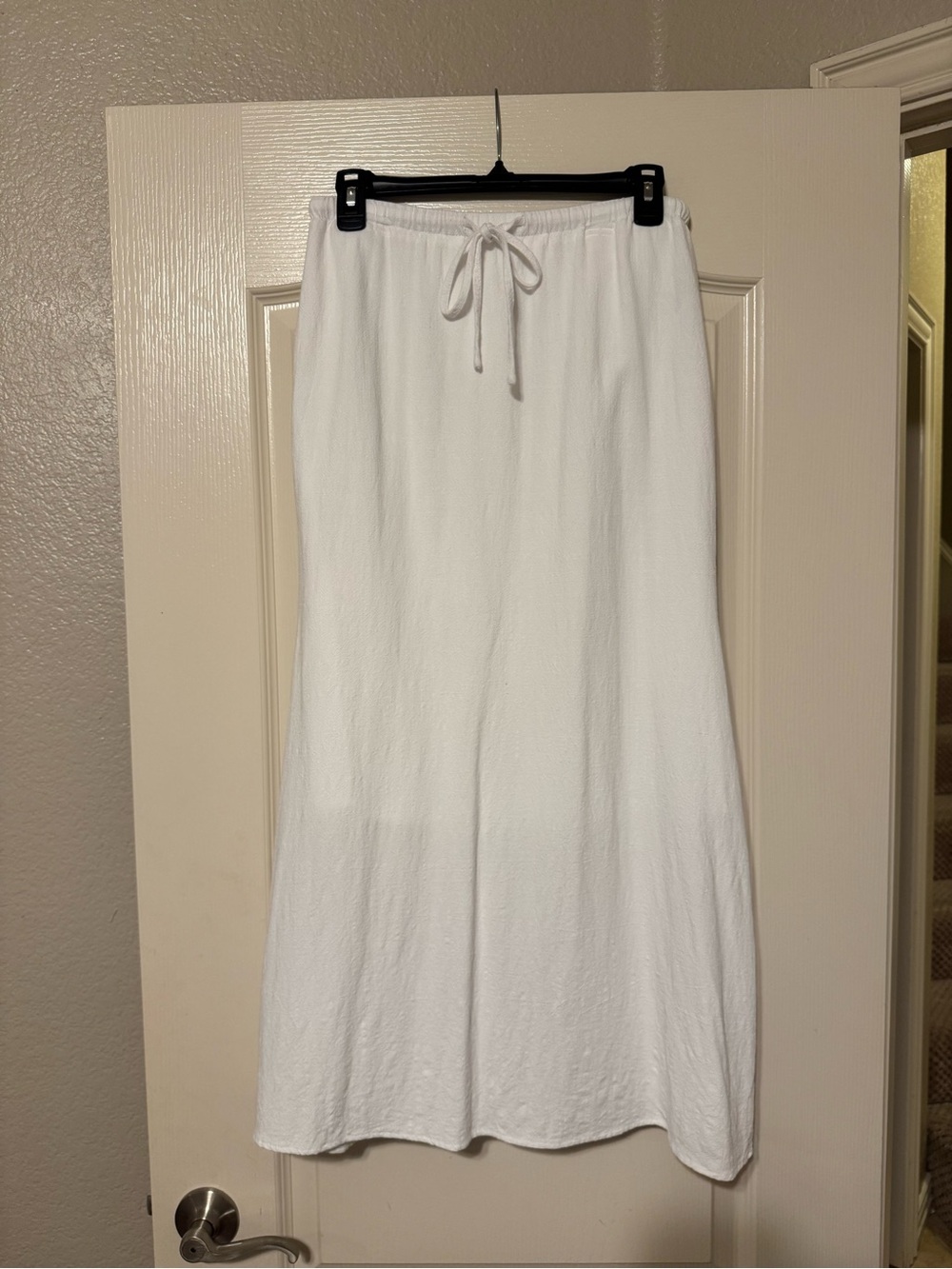 White Drawstring Maxi Skirt - Lightweight Women’s Skirt